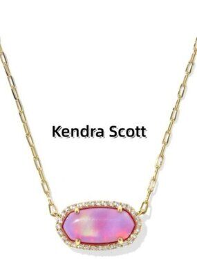 Elisa Pave Frame Gold Short Pendant Necklace